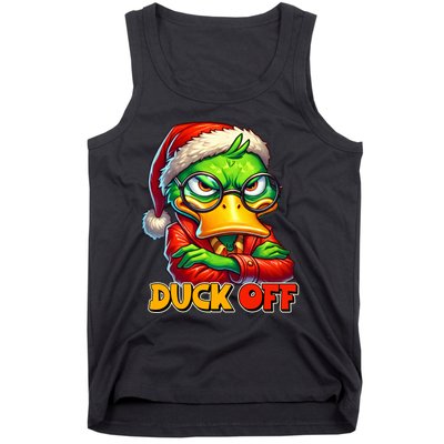 Duck Off Funny Sarcastic Grumpy Duck Christmas Tank Top