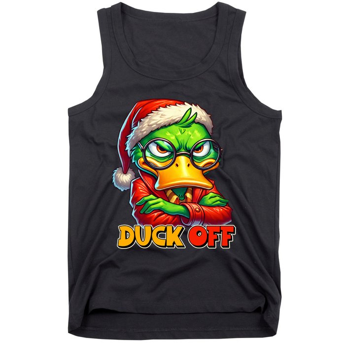 Duck Off Funny Sarcastic Grumpy Duck Christmas Tank Top