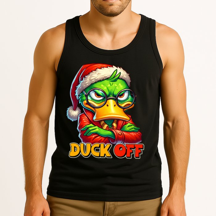Duck Off Funny Sarcastic Grumpy Duck Christmas Tank Top