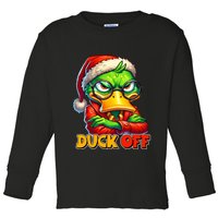 Duck Off Funny Sarcastic Grumpy Duck Christmas Toddler Long Sleeve Shirt