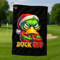 Duck Off Funny Sarcastic Grumpy Duck Christmas Golf Towel