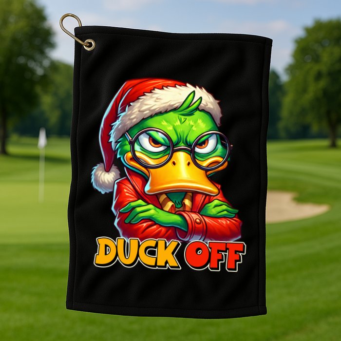 Duck Off Funny Sarcastic Grumpy Duck Christmas Golf Towel