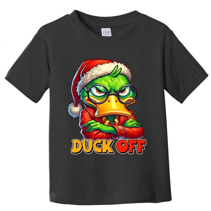 Duck Off Funny Sarcastic Grumpy Duck Christmas Toddler T-Shirt