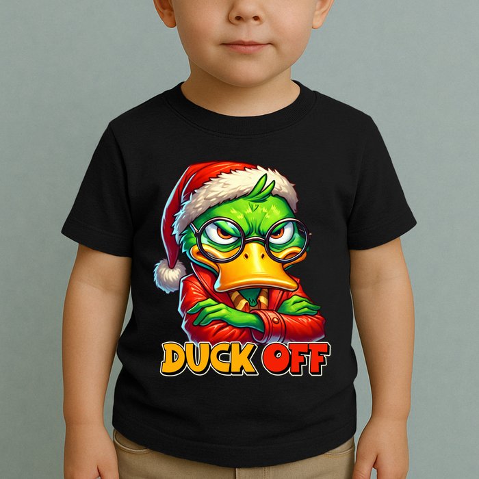 Duck Off Funny Sarcastic Grumpy Duck Christmas Toddler T-Shirt