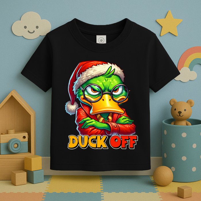 Duck Off Funny Sarcastic Grumpy Duck Christmas Toddler T-Shirt