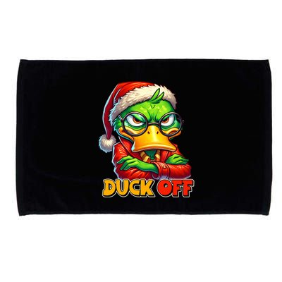 Duck Off Funny Sarcastic Grumpy Duck Christmas Microfiber Hand Towel