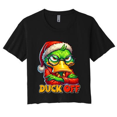 Duck Off Funny Sarcastic Grumpy Duck Christmas Crop Top