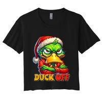 Duck Off Funny Sarcastic Grumpy Duck Christmas Crop Top
