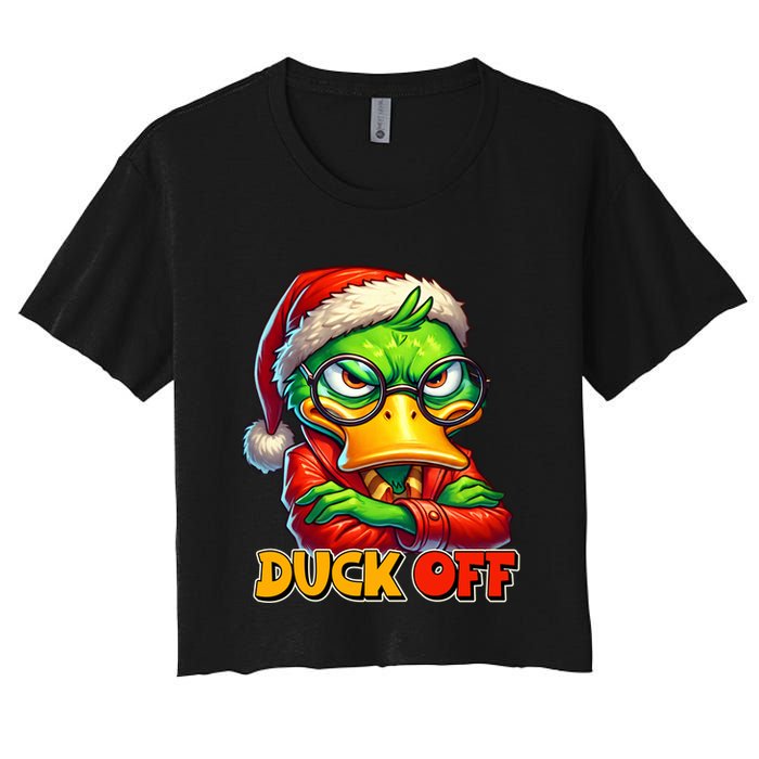 Duck Off Funny Sarcastic Grumpy Duck Christmas Crop Top