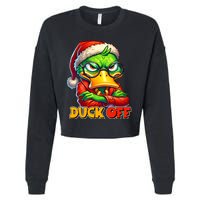 Duck Off Funny Sarcastic Grumpy Duck Christmas Cropped Pullover Crew