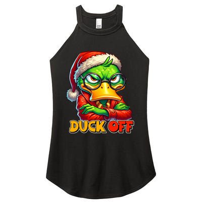 Duck Off Funny Sarcastic Grumpy Duck Christmas Women's Perfect Tri Rocker Tank