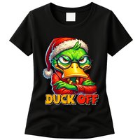 Duck Off Funny Sarcastic Grumpy Duck Christmas Womens T-Shirt