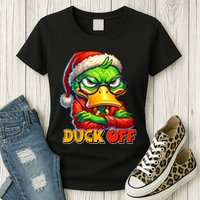 Duck Off Funny Sarcastic Grumpy Duck Christmas Womens T-Shirt