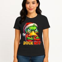 Duck Off Funny Sarcastic Grumpy Duck Christmas Womens T-Shirt