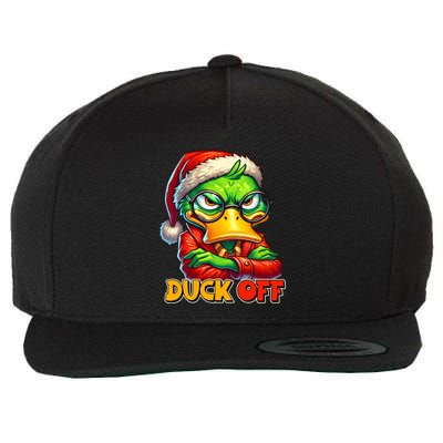 Duck Off Funny Sarcastic Grumpy Duck Christmas Wool Snapback Cap