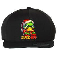 Duck Off Funny Sarcastic Grumpy Duck Christmas Wool Snapback Cap