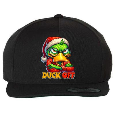 Duck Off Funny Sarcastic Grumpy Duck Christmas Wool Snapback Cap