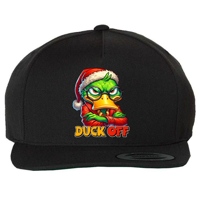 Duck Off Funny Sarcastic Grumpy Duck Christmas Wool Snapback Cap