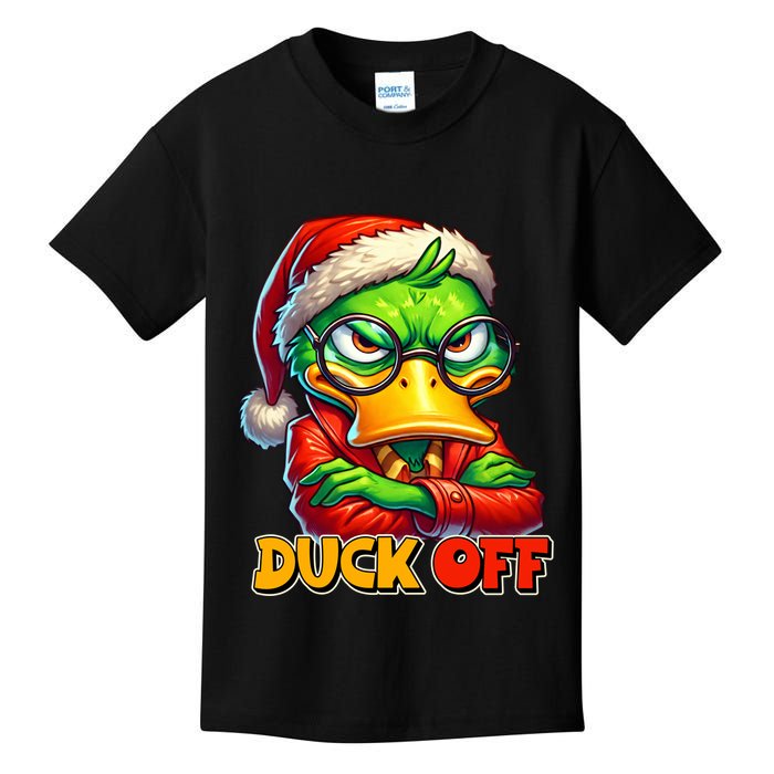 Duck Off Funny Sarcastic Grumpy Duck Christmas Kids T-Shirt