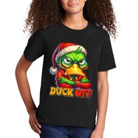 Duck Off Funny Sarcastic Grumpy Duck Christmas Kids T-Shirt