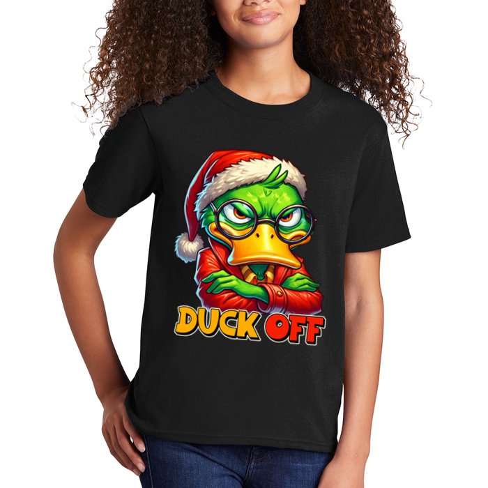 Duck Off Funny Sarcastic Grumpy Duck Christmas Kids T-Shirt