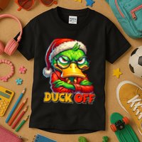 Duck Off Funny Sarcastic Grumpy Duck Christmas Kids T-Shirt