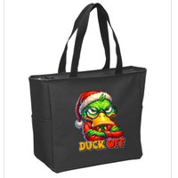 Duck Off Funny Sarcastic Grumpy Duck Christmas Zip Tote Bag
