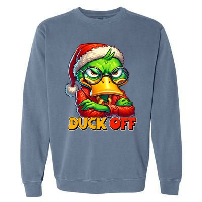 Duck Off Funny Sarcastic Grumpy Duck Christmas Garment-Dyed Sweatshirt