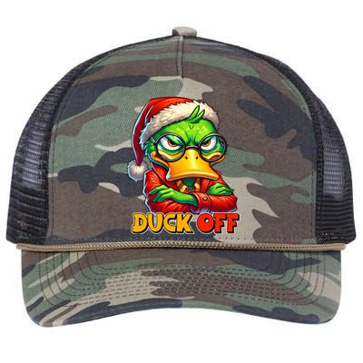 Duck Off Funny Sarcastic Grumpy Duck Christmas Retro Rope Trucker Hat Cap