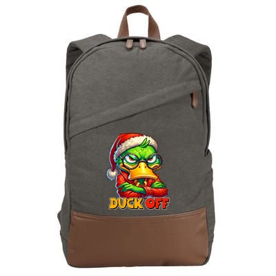 Duck Off Funny Sarcastic Grumpy Duck Christmas Cotton Canvas Backpack