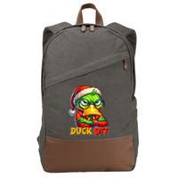 Duck Off Funny Sarcastic Grumpy Duck Christmas Cotton Canvas Backpack