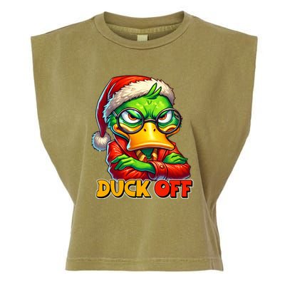 Duck Off Funny Sarcastic Grumpy Duck Christmas Garment-Dyed Women's Muscle Tee