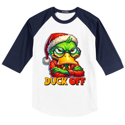 Duck Off Funny Sarcastic Grumpy Duck Christmas Baseball Sleeve Shirt