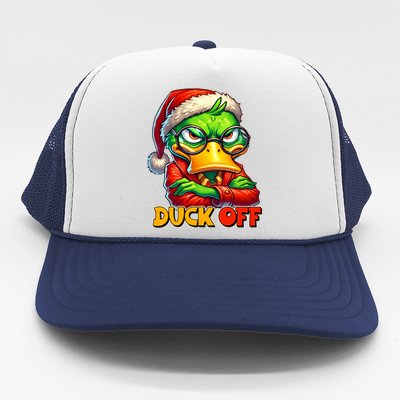 Duck Off Funny Sarcastic Grumpy Duck Christmas Trucker Hat