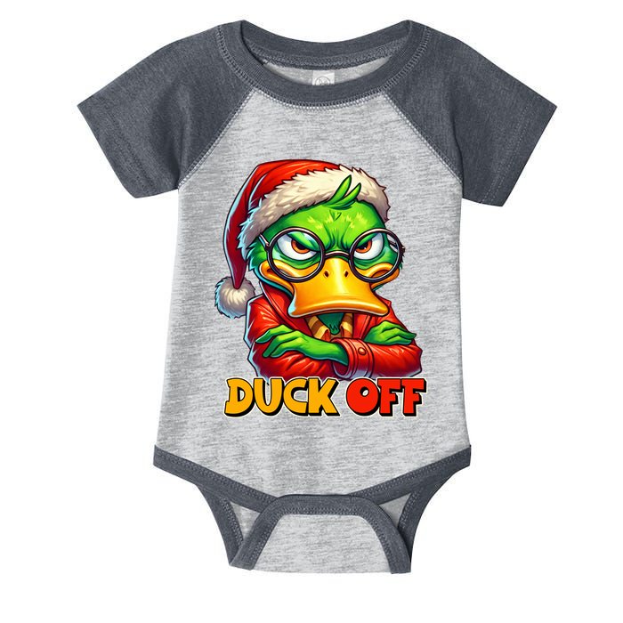 Duck Off Funny Sarcastic Grumpy Duck Christmas Infant Baby Jersey Bodysuit