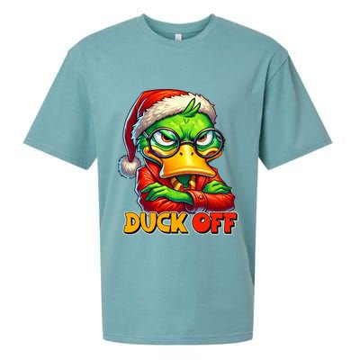 Duck Off Funny Sarcastic Grumpy Duck Christmas Sueded Cloud Jersey T-Shirt