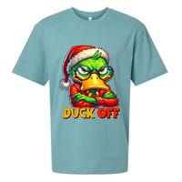 Duck Off Funny Sarcastic Grumpy Duck Christmas Sueded Cloud Jersey T-Shirt