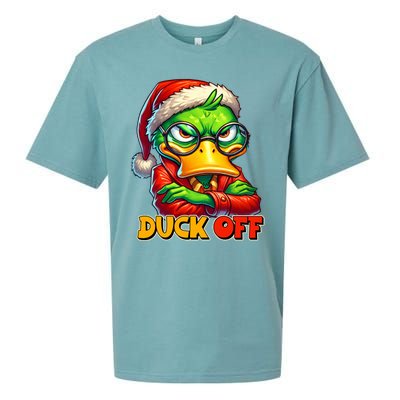 Duck Off Funny Sarcastic Grumpy Duck Christmas Sueded Cloud Jersey T-Shirt