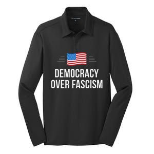 Democracy Over Fascism Silk Touch Performance Long Sleeve Polo