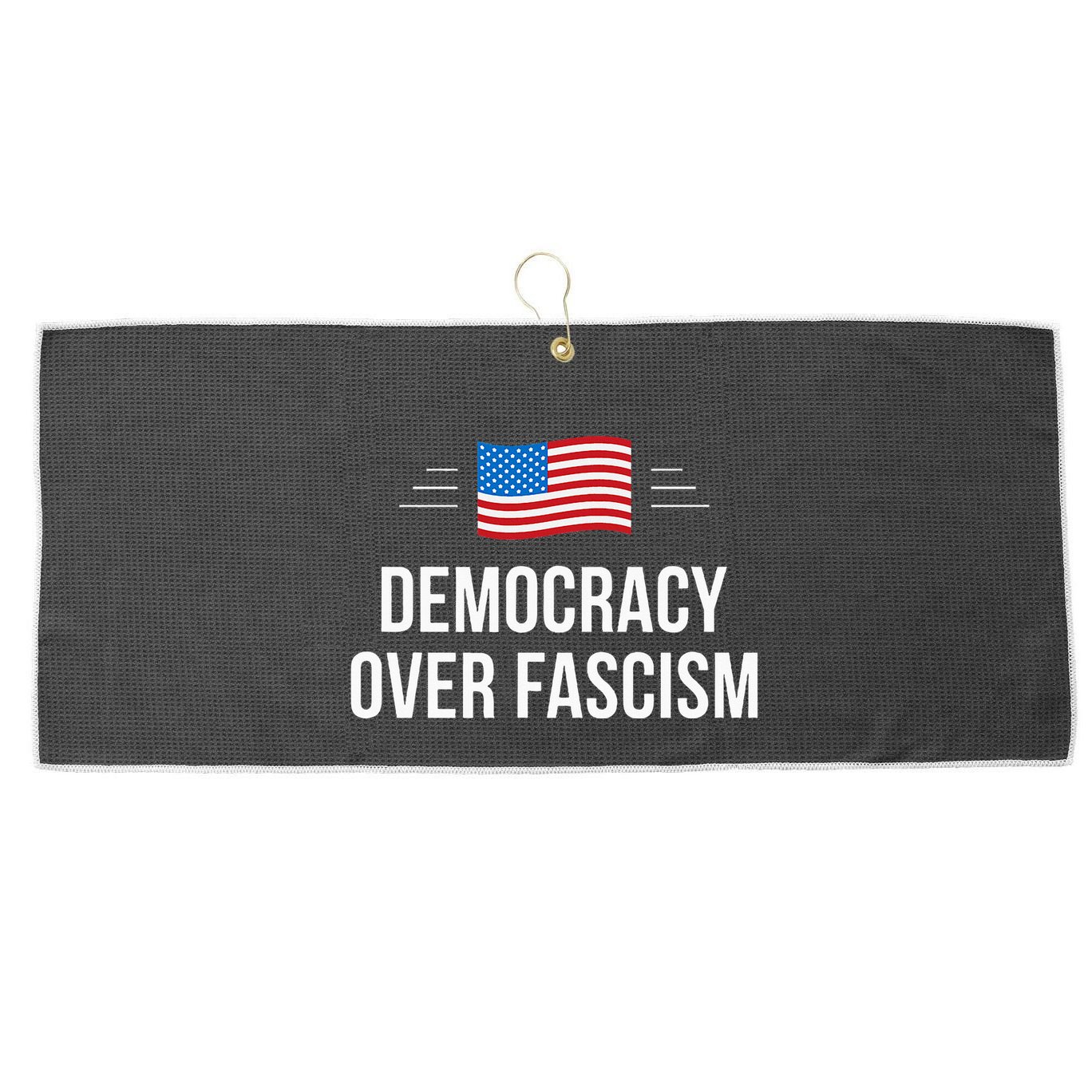 Democracy Over Fascism Large Microfiber Waffle Golf Towel