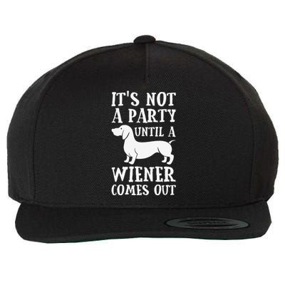 Dachshund Owner Funny Gift Not Party Until Wiener Comes Out Wool Snapback Cap