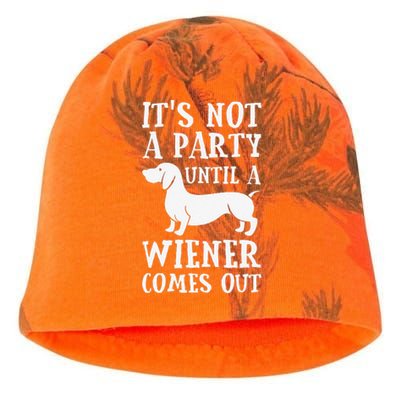 Dachshund Owner Funny Gift Not Party Until Wiener Comes Out Kati - Camo Knit Beanie