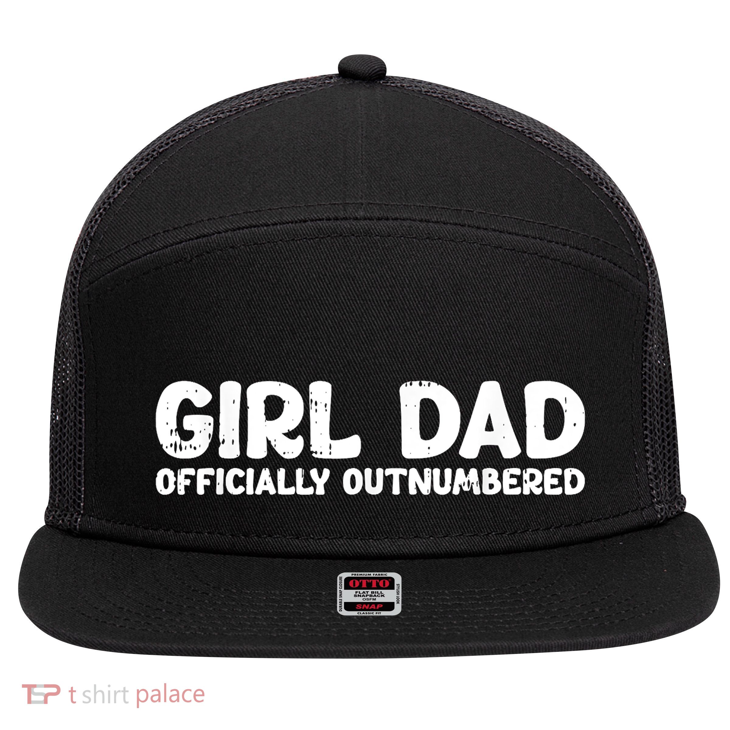 Dad Outnumbered Fathers Day Funny Papa 7 Panel Mesh Trucker Snapback Hat
