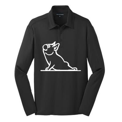 Dog Owner French Bulldog Yoga Pose Frenchie Lover Gift Silk Touch Performance Long Sleeve Polo