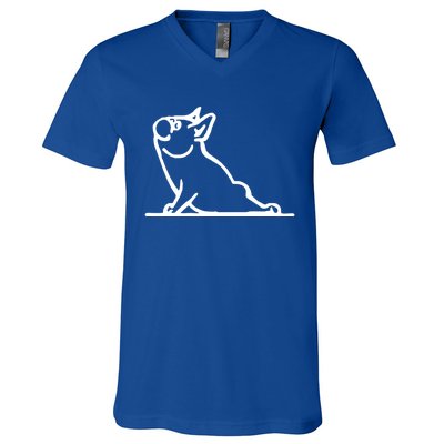 Dog Owner French Bulldog Yoga Pose Frenchie Lover Gift V-Neck T-Shirt