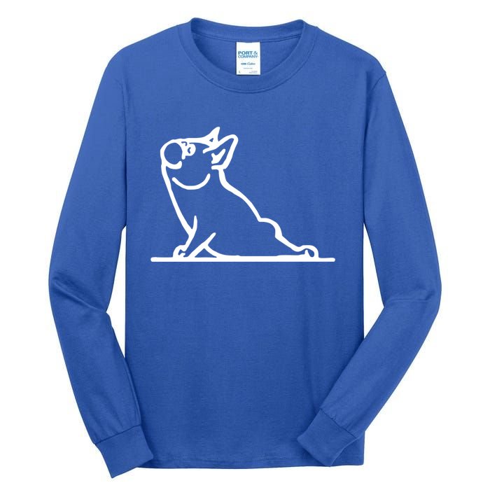 Dog Owner French Bulldog Yoga Pose Frenchie Lover Gift Tall Long Sleeve T-Shirt