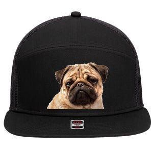 Dog - Close-Up of Pug Face 7 Panel Mesh Trucker Snapback Hat