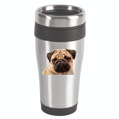 Dog - Close-Up of Pug Face 16oz Travel Tumbler