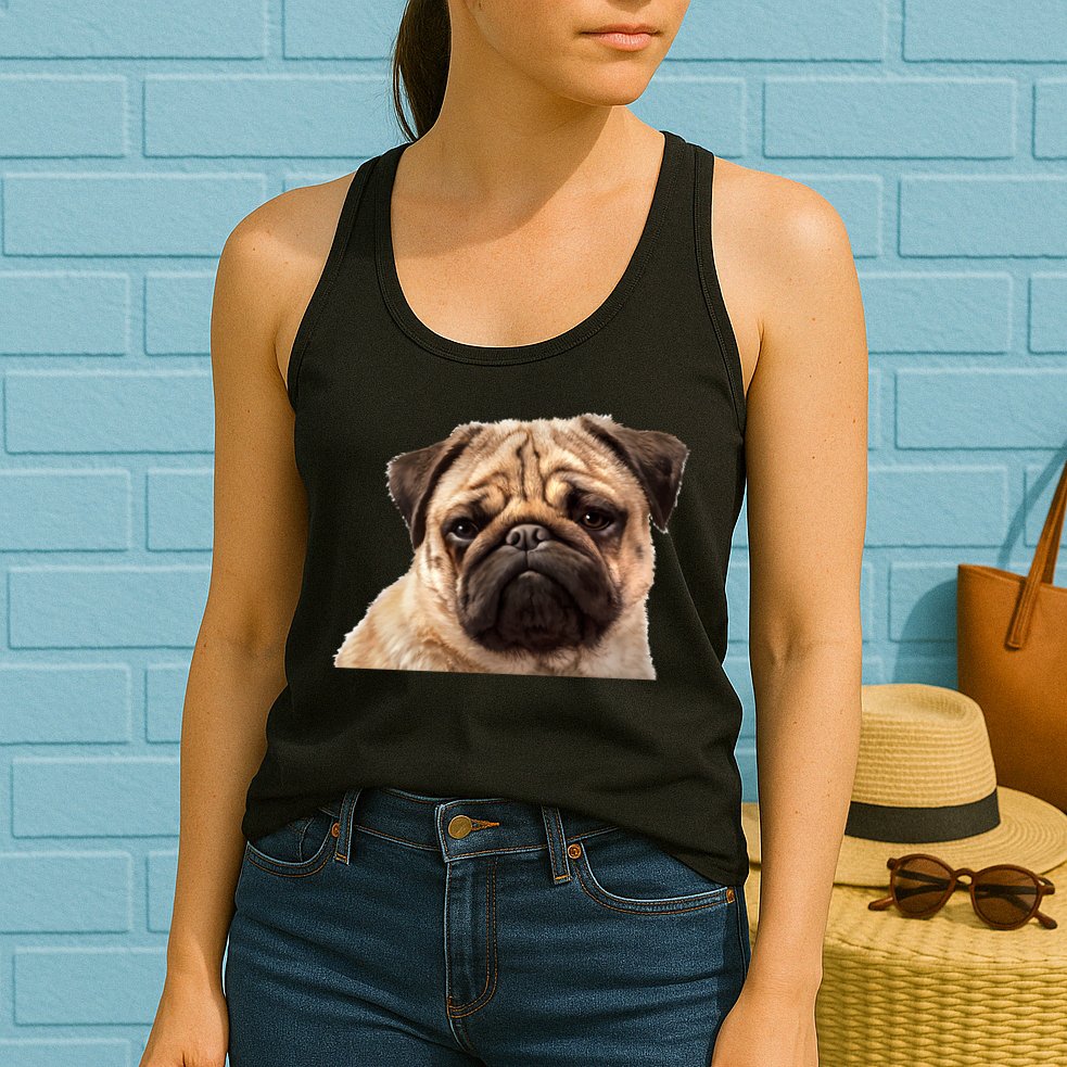 Dog - Close-Up of Pug Face Womens Tank Top