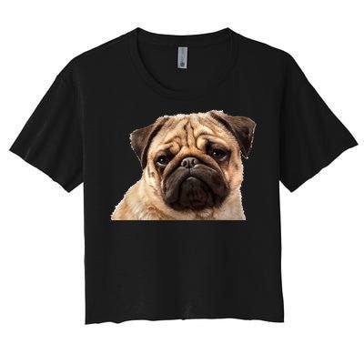 Dog - Close-Up of Pug Face Women's Crop Top Tee